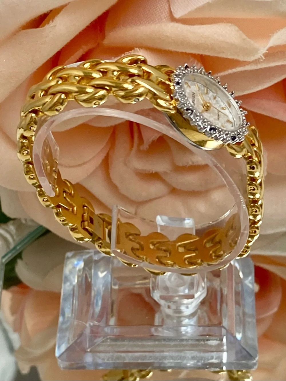 Vintage Gruen Diamond & Sapphire Accented Bezel Cocktail Watch